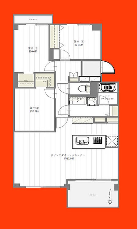 3LDK 間取り