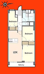西船橋ハイツ 3LDKの間取図画像