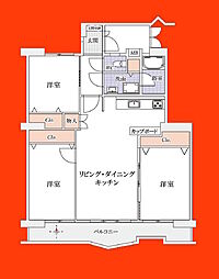 美浜東エステート9号棟 3LDKの間取図画像