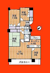 市川大野パーク・ホームズ 4LDKの間取図画像