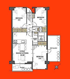 サザンコーポラスA棟 3LDKの間取図画像