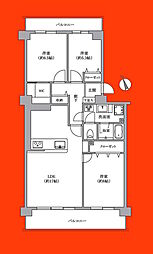 コープ野村南流山壱番街2号棟 3LDKの間取図画像