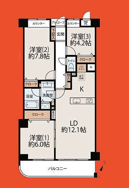 3LDK 間取り