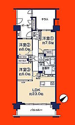 幕張ベイタウングリーナA棟 3LDKの間取図画像