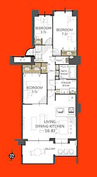 あすみが丘ガーデンコート丘の街十番館 3LDKの間取図画像