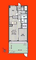 日商岩井中山マンション 2LDKの間取図画像