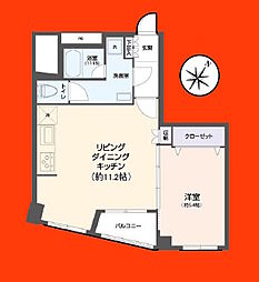 ハイツ中山 1LDKの間取図画像