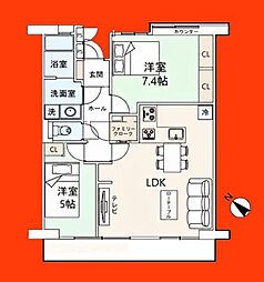 美浜東エステート7号棟 3LDKの間取図画像