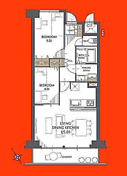 ライオンズマンション西八千代 2LDKの間取図画像