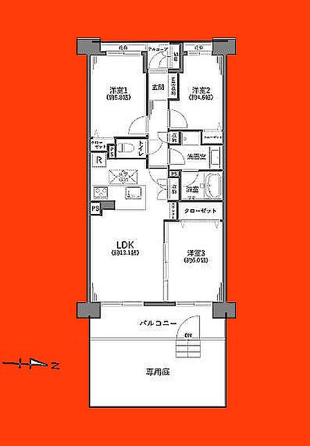 3LDK 間取り