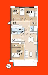 西船橋ハイム3号棟 3LDKの間取図画像