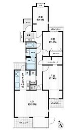 鶴巻ガーデンシティ・ひかりの丘1号棟 3LDKの間取図画像