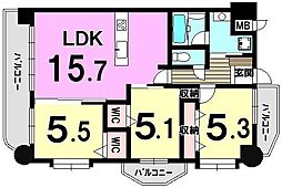 コアマンション美野島 3LDKの間取図画像