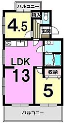 エメラルドマンション和白駅前 2LDKの間取図画像