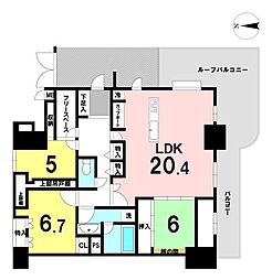 バンベール生駒 3SLDKの間取図画像