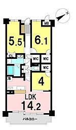 メゾンドールクラヴィエ生駒B 3LDKの間取図画像