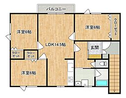 日新ハイツE 3LDKの間取図画像