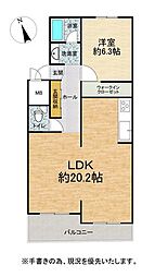 勤財協第8北野コーポ 1LDKの間取図画像