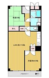 日商岩井京橋ハイツ 2LDKの間取図画像