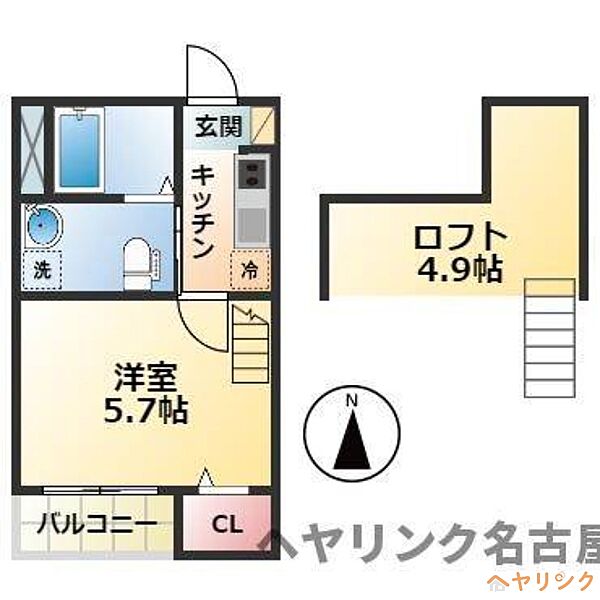 i-smart3 ｜愛知県名古屋市西区平中町(賃貸アパート1K・2階・21.66㎡)の写真 その2