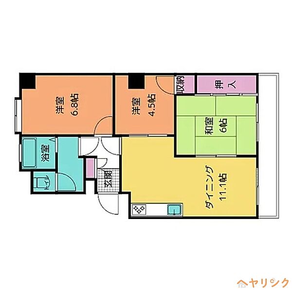 H・Iハイツ ｜愛知県名古屋市西区五才美町(賃貸マンション3LDK・4階・62.64㎡)の写真 その2