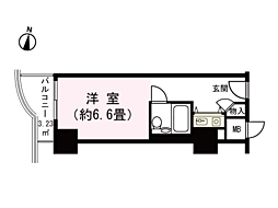 ハイクレスト草津アーバンリゾート壱番館 ワンルームの間取図画像