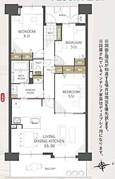 オーズガーデンイーストB棟 3LDKの間取図画像