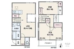 春日井市篠木町7丁目 一戸建て 2LDKの間取り