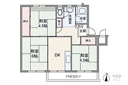 藤山台団地308棟 4DKの間取図画像