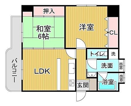 コンパクトですが使いやすい2LDKの間取り♪角部屋なので、3面採光です♪