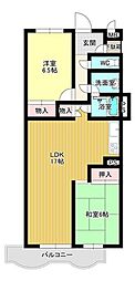 シャトー下関 2LDKの間取図画像