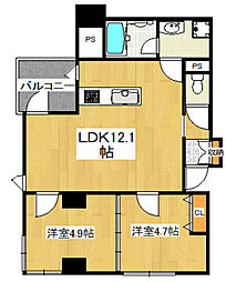 ルミアージュ登戸 5階2LDKの間取り