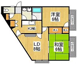 サンハイム・ヒヤマ 2LDKの間取図画像