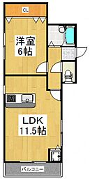 北星コーポ 1LDKの間取図画像