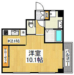 ガーデンビィラ参番館 ワンルームの間取図画像