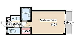 獅堀ハイツ 1Kの間取図画像