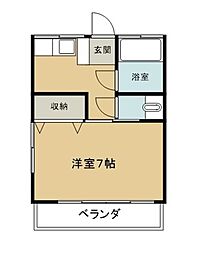 南街荘 2階1Kの間取り