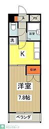 ドミネント清水 2階1Kの間取り