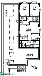 西武多摩湖線 八坂駅 徒歩4分の賃貸マンション 5階2LDKの間取り