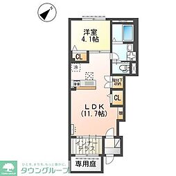 ラヴィグレイス 1階1LDKの間取り