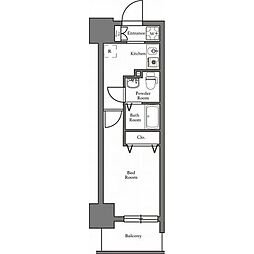 N-stage kumegawa 14階1Kの間取り