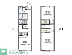 レオパレス青葉 1階2DKの間取り