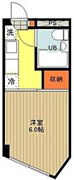 京王高尾線 山田駅 徒歩8分の賃貸マンション 2階1Kの間取り