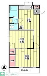 ネオハイムイトウ 1階2DKの間取り