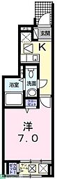 フォンターナ・ルチア 1階1Kの間取り