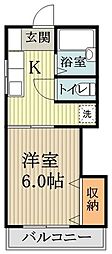 JR中央線 国分寺駅 徒歩13分の賃貸アパート 1階1Kの間取り