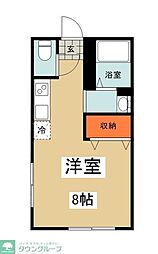 パルコート1 2階ワンルームの間取り