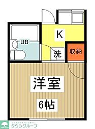 コーポ二葉5号 1Kの間取図画像