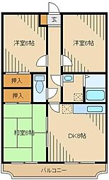 マンションラメール 3階3DKの間取り