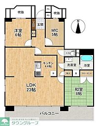 JR中央線 国分寺駅 徒歩6分の賃貸マンション 6階2SLDKの間取り